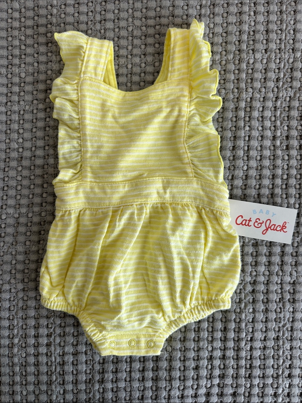Cat & Jack Yellow Striped Ruffle Baby Romper